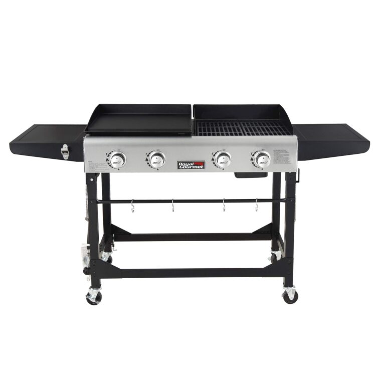 Royal Gourmet GD401 Portable Propane Gas Grill and Griddle Combo with Side Table