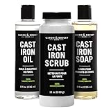 CARON & DOUCET - Ultimate Cast Iron Set: Seasoning Oil, Cleaning Soap & Restoring Scrub | 100% Plant-Based & Best for Cleaning Care, Washing, Restoring & Seasoning Skillets, Pans & Grills!