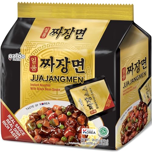 Paldo Fun & Yum Ilpoom Jjajangmen Chajang Noodle Traditional Brothless Chajang Ramen 7.05oz (Pack of 4)