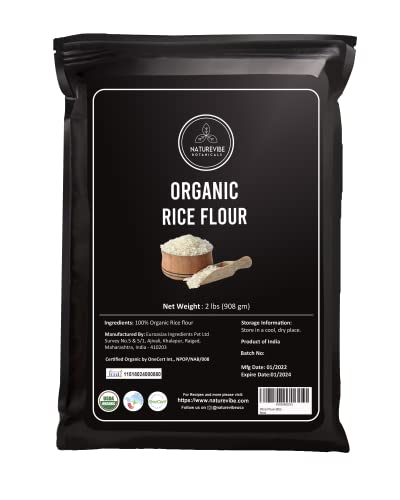 Naturevibe Botanicals Organic White Rice Flour - 2lbs | Non GMO and Gluten Free (32 ounces) | Used for Cooking | Alternative for Baking | [Packaging may vary]